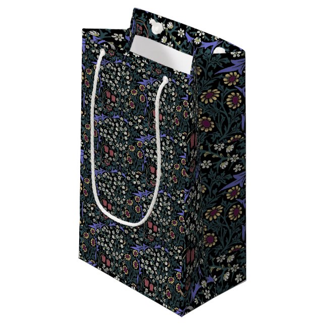 William Morris Blackthorn Victorian Wallpaper Small Gift Bag (Front Angled)