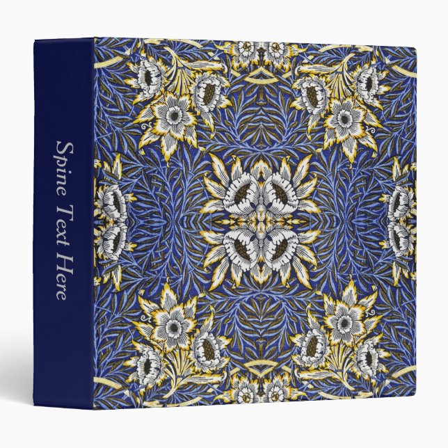 William Morris Blue and Gold Tulip Willow Design 3 Ring Binder (Front/Spine)