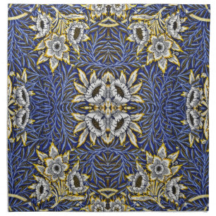 William Morris Blue and Gold Tulip Willow Design Cloth Napkin