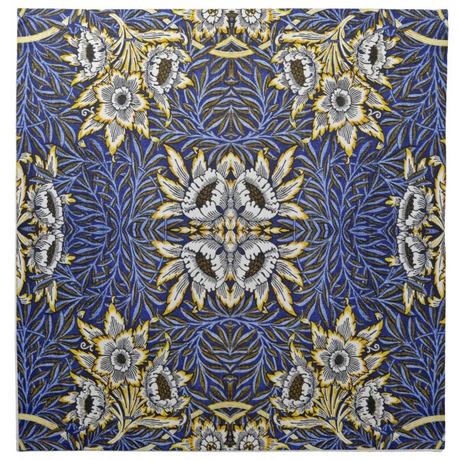 William Morris Blue and Gold Tulip Willow Design Cloth Napkin (Front)
