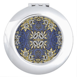 William Morris Blue and Gold Tulip Willow Design Compact Mirror