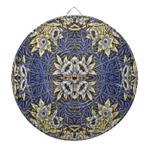 William Morris Blue and Gold Tulip Willow Design Dart Board
