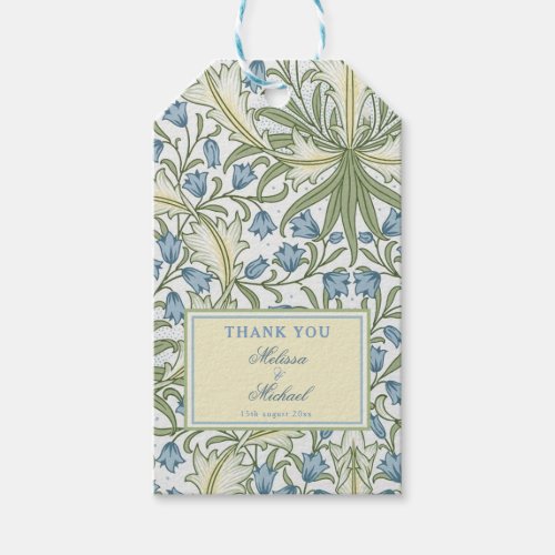 William Morris Blue Bellflowers Wedding Thank You Gift Tags