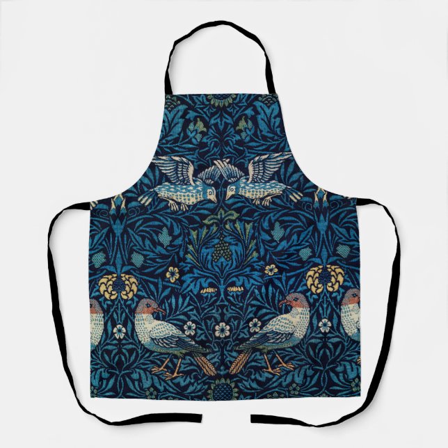 William Morris Blue Birds Floral Tapestry Classic Apron (Front)