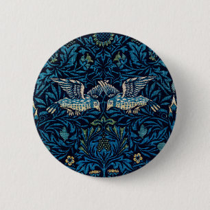 William Morris Blue Birds Floral Tapestry Classic Button
