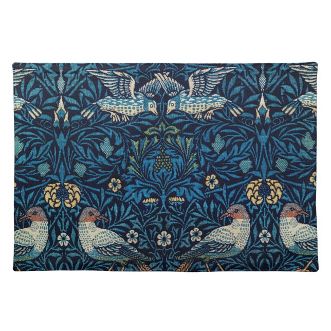 William Morris Blue Birds Floral Tapestry Classic Cloth Placemat (Front)