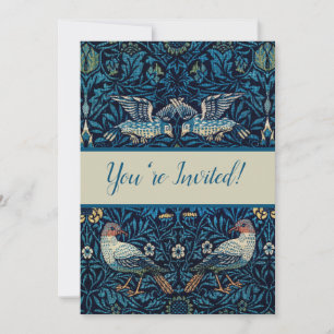 William Morris Blue Birds Floral Tapestry Classic Invitation