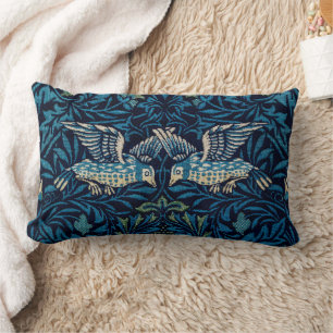William Morris Blue Birds Floral Tapestry Classic Lumbar Pillow