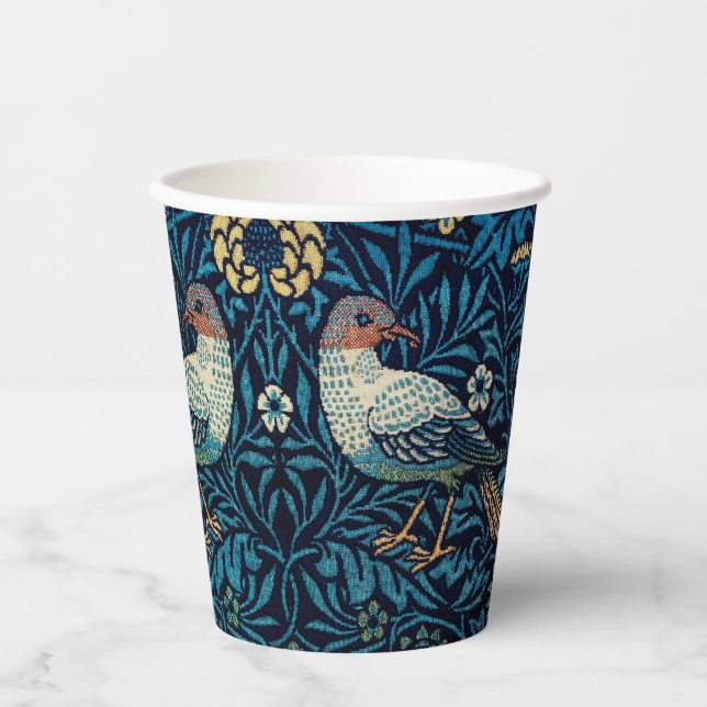 William Morris Blue Birds Floral Tapestry Classic Paper Cups (Front)