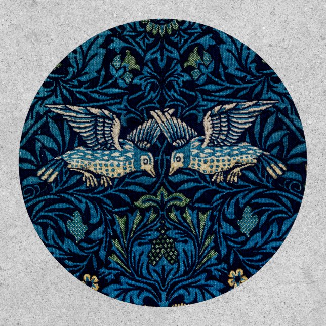 William Morris Blue Birds Floral Tapestry Classic Patch (Front)