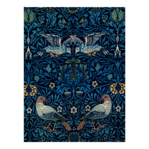 William Morris Blue Birds Floral Tapestry Classic Poster