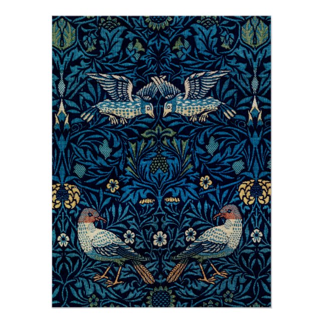 William Morris Blue Birds Floral Tapestry Classic Poster (Front)