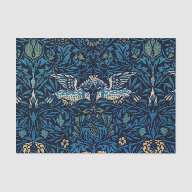 William Morris Blue Birds Floral Tapestry Classic Tissue Paper (Front)