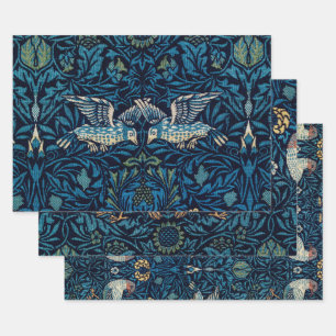 William Morris Blue Birds Floral Tapestry Classic Wrapping Paper Sheets