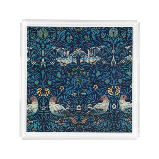 William Morris Blue Birds Tapestry Classic Acrylic Tray (Front)