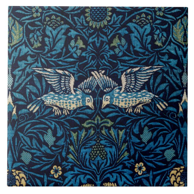 William Morris Blue Birds Tapestry Classic Ceramic Tile (Front)