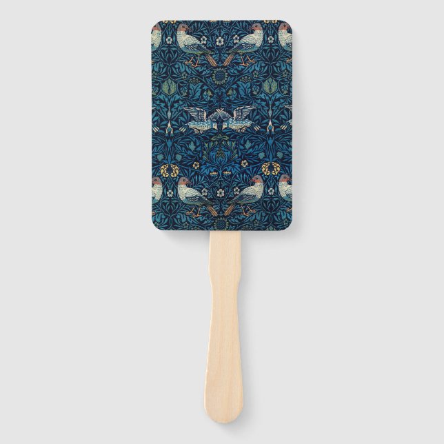 William Morris Blue Birds Tapestry Classic Hand Fan (Front)