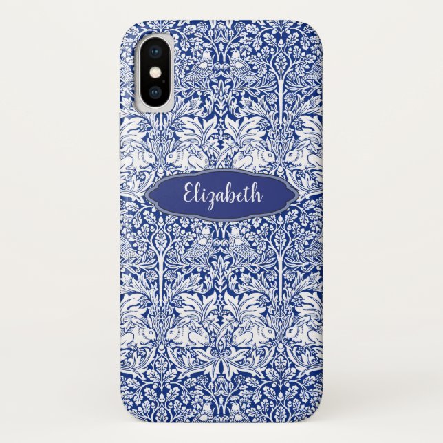 William Morris Blue Brother Rabbit Monogram Case-Mate iPhone Case (Back)