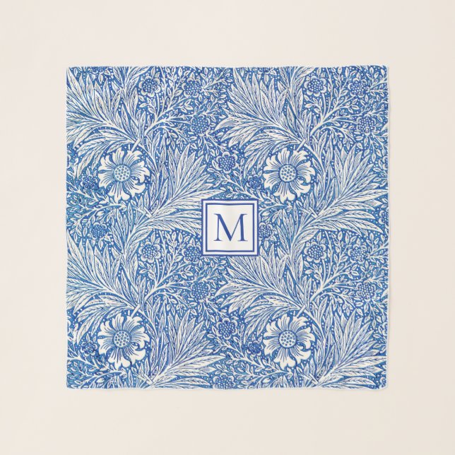 William Morris Blue Chiffon Scarf (Front)