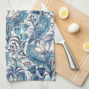 William Morris Blue Cream Floral Pattern Kitchen Towel