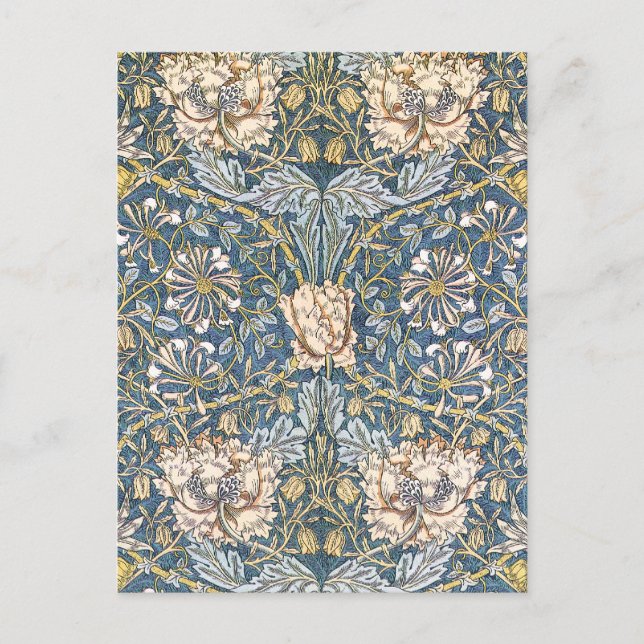 William Morris Blue Floral Postcard (Front)