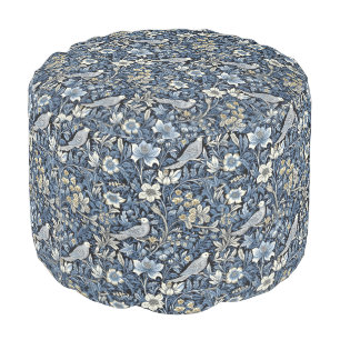 William Morris Blue Foliage Pattern Wallpaper Pouf