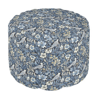 William Morris Blue Foliage Pattern Wallpaper Pouf