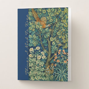 WILLIAM *MORRIS BLUE GREEN PHEASANT TREE POCKET FOLDER