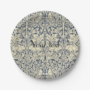 William Morris, Blue grey, pattern,art nouveau,vin Paper Plates