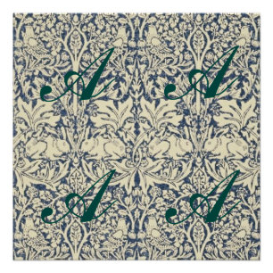 William Morris, Blue grey, pattern,art nouveau,vin Poster