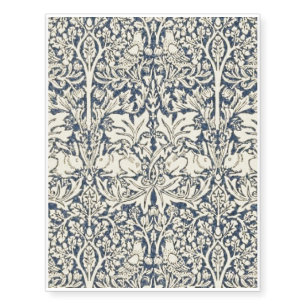 William Morris, Blue grey, pattern,art nouveau,vin Temporary Tattoos