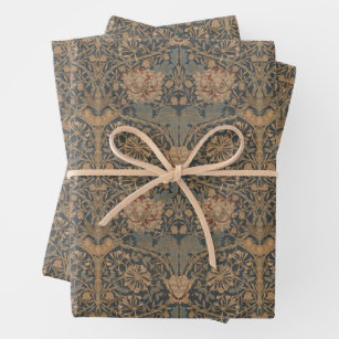 Pimpernel William Morris -Dark Brown Wrapping Paper, Zazzle