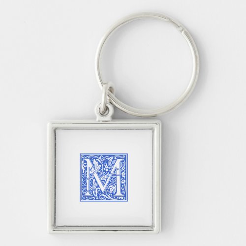 William Morris Blue Initial M Square Keychain