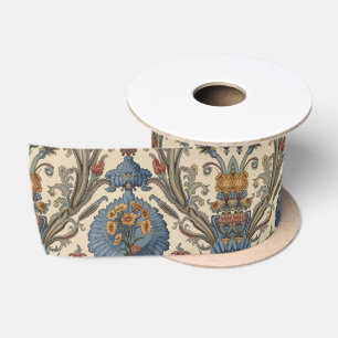 William Morris Blue Iris vintage floral pattern Satin Ribbon