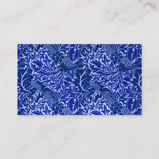 Customizable William Morris Blue Leaves Reception Seating Card Business Card Templates
