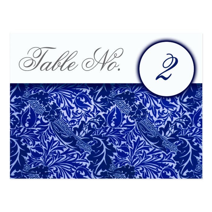 William Morris Blue Leaves Table Number Cards Post Cards