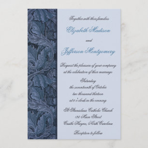 William Morris Blue Leaves Wedding Invitation