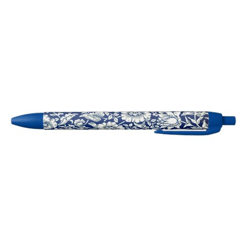 William Morris _ Blue Mallow vintage pattern Black Ink Pen