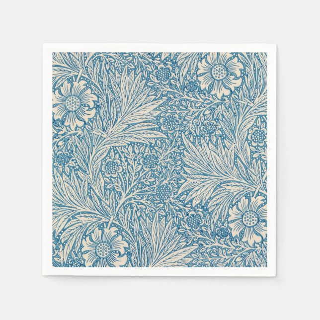 William Morris - Blue Marigold Floral Napkins (Front)