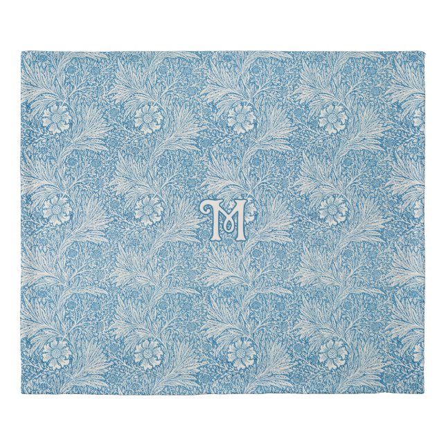 William Morris Blue Marigold Monogram Duvet Cover (Front)