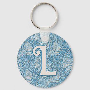 William Morris Blue Marigold Monogram Keychain