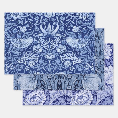 William Morris Blue Monotone Wrapping Paper Sheets