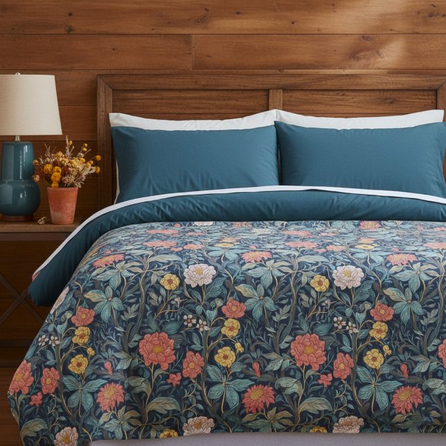 William Morris Blue Teal Arts & Crafts Floral Duvet Cover (Creator Uploaded)