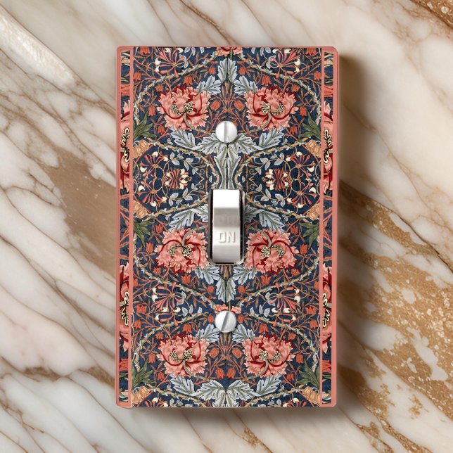 William*Morris Blue Thistle Pink Motifs Floral Light Switch Cover (Creator Uploaded)