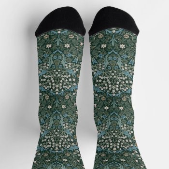 William Morris Blue White & Green Floral Socks by Angharad13 at Zazzle