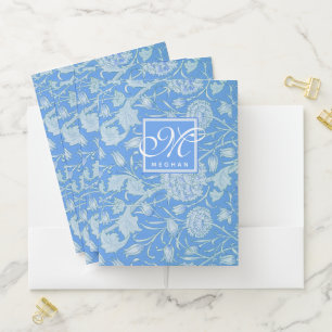 William Morris - Blue Wild Tulips & Monogram Pocket Folder