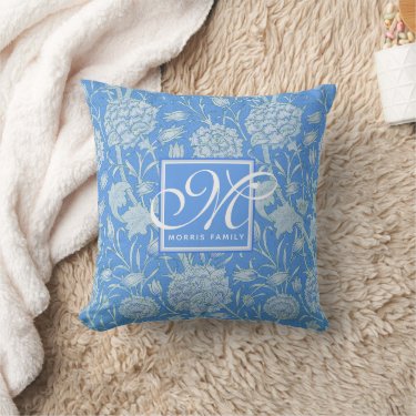 William Morris - Blue Wild Tulips & Monogram