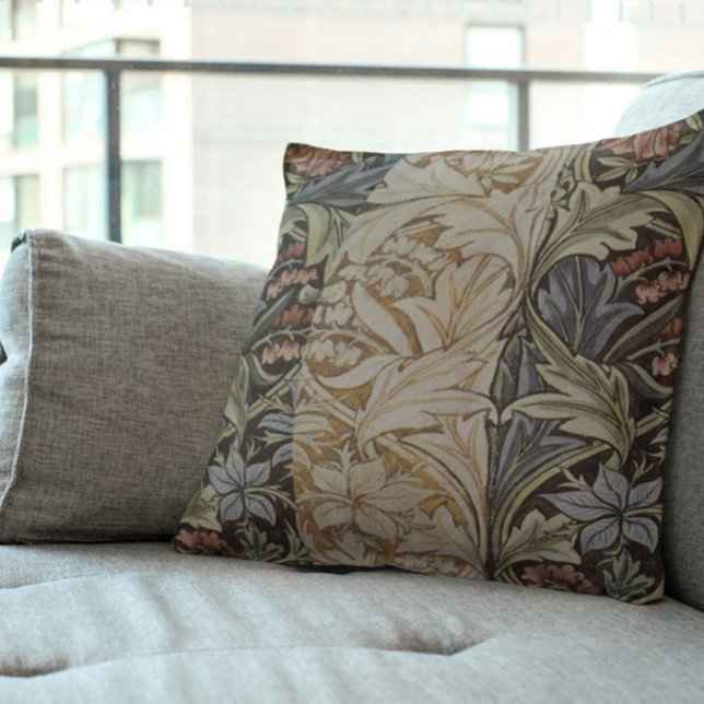 William Morris Bluebell Tapestry Design Throw Pillow (Example of William Morris Bluebell pillow in a room)