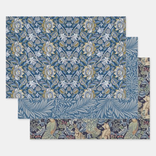 WILLIAM MORRIS BLUES HEAVY WEIGHT DECOUPAGE WRAPPING PAPER SHEETS