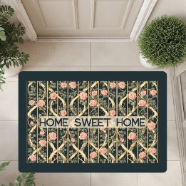 William Morris Blush Pink Climbing Roses Trellis  Doormat